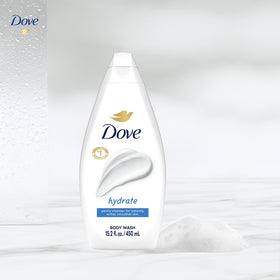 Dove Hydrate Body Wash with glycerin and lipids nourishes skin.