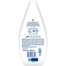 Dove Hydrate Body Wash bottle pour highlighting creamy lather and hydration potential.
