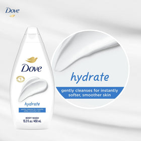 Dove Hydrate cruelty-free logo shown, emphasizing ethical skincare.