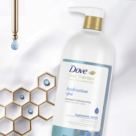 Dove Hydration Spa Conditioner at-home spa routine setup.