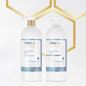 Dove Hydration Spa label with cruelty-free assurance.