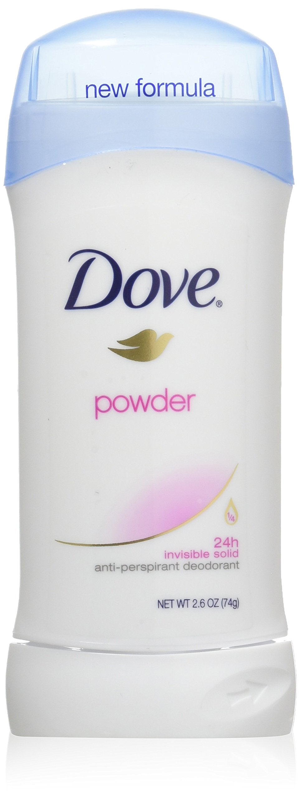 Dove Invisible Solid Powder deodorant, 2.6 oz, packaged for all-day dryness.