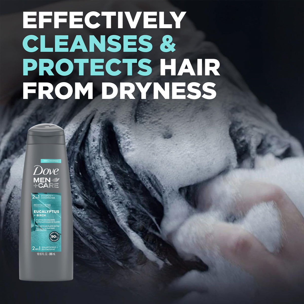 2-in-1 shampoo and conditioner from Dove Men+Care with eucalyptus and cedar for simple routines