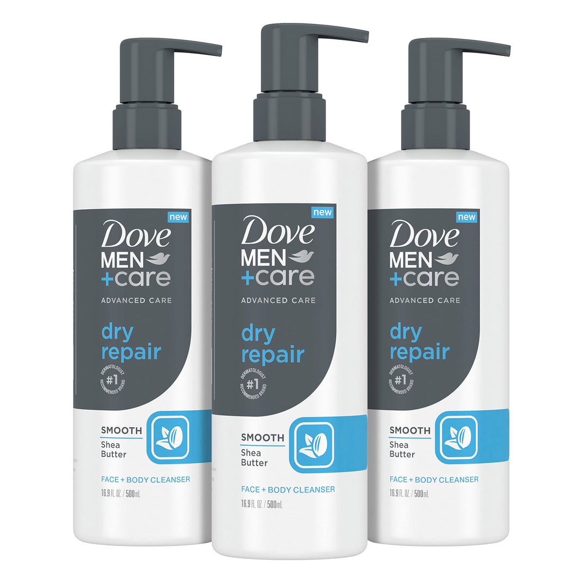 Dove Men+Care Advanced Care Dry Repair bottle hydrates dry skin
