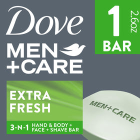 Dove Men+Care Clean Comfort bar packaging front view.