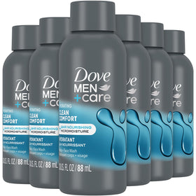 Dove Men+Care Clean Comfort bottle front showing hydrating formula for daily freshness