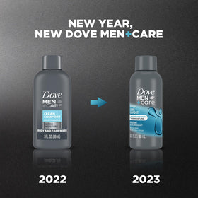 Six-pack of Dove Men+Care Clean Comfort packaging for travel and home use