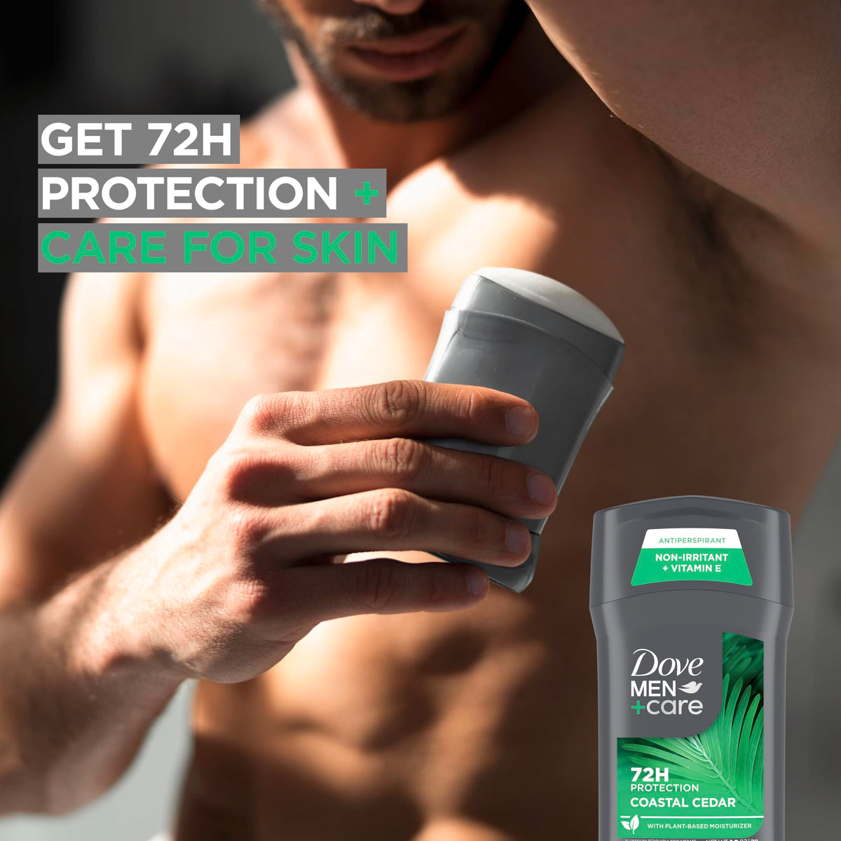 Swiping the Coast Cedar deodorant stick for smooth application