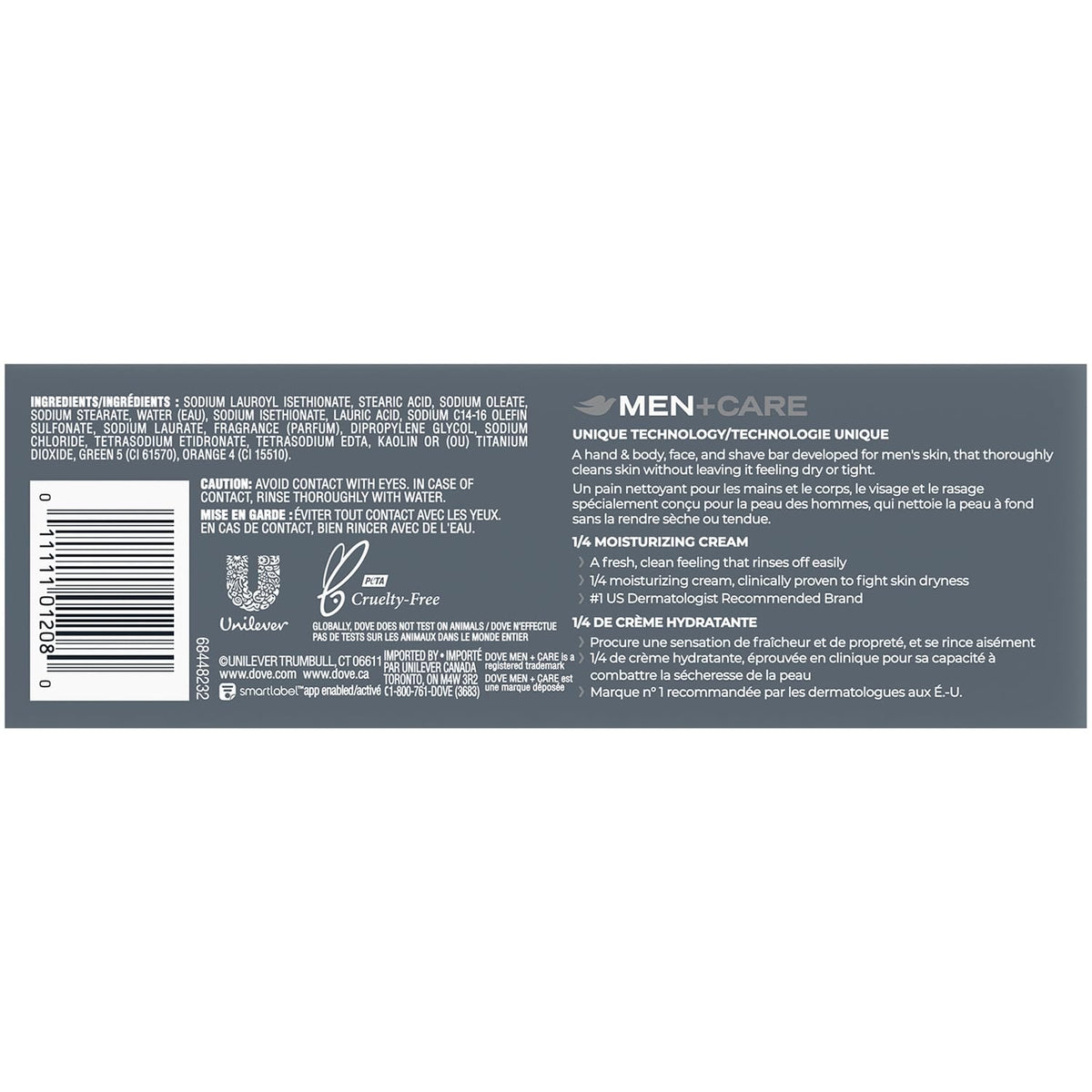 Close-up of Dove Men+Care Extra Fresh showing moisturizing cream note for hydration.