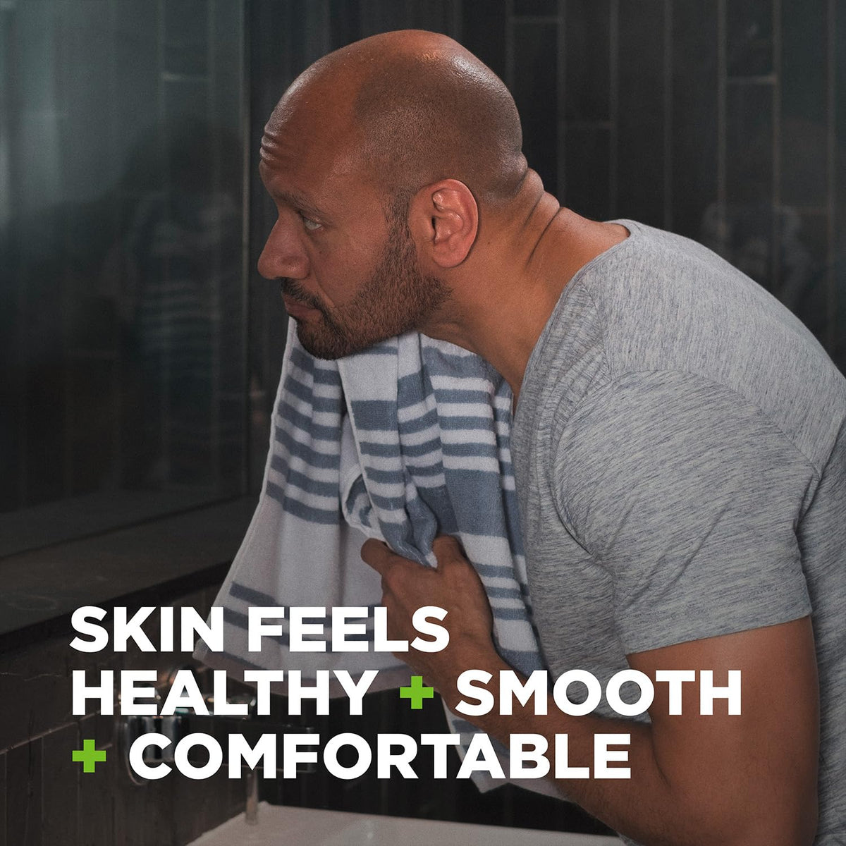 Hands and face being washed with Dove Men+Care Extra Fresh bar in shower.