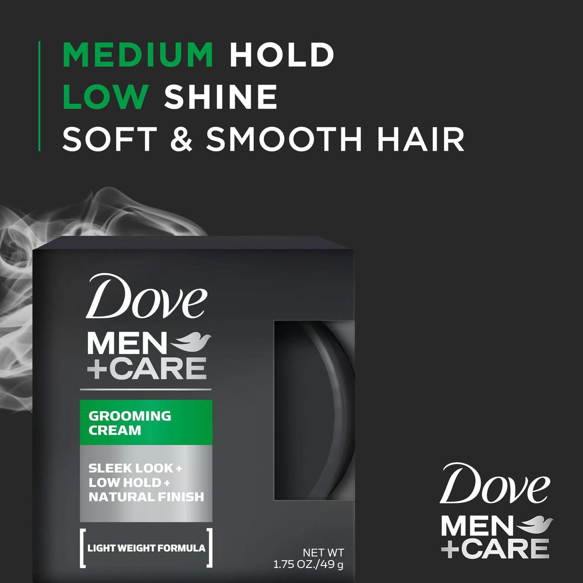Dove Men+Care Grooming Cream hands applying formula for soft, touchable hold.