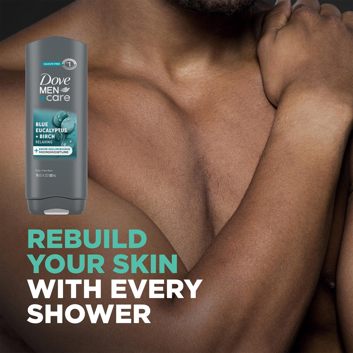 MicroMoisture technology graphic highlighting skin hydration after the shower