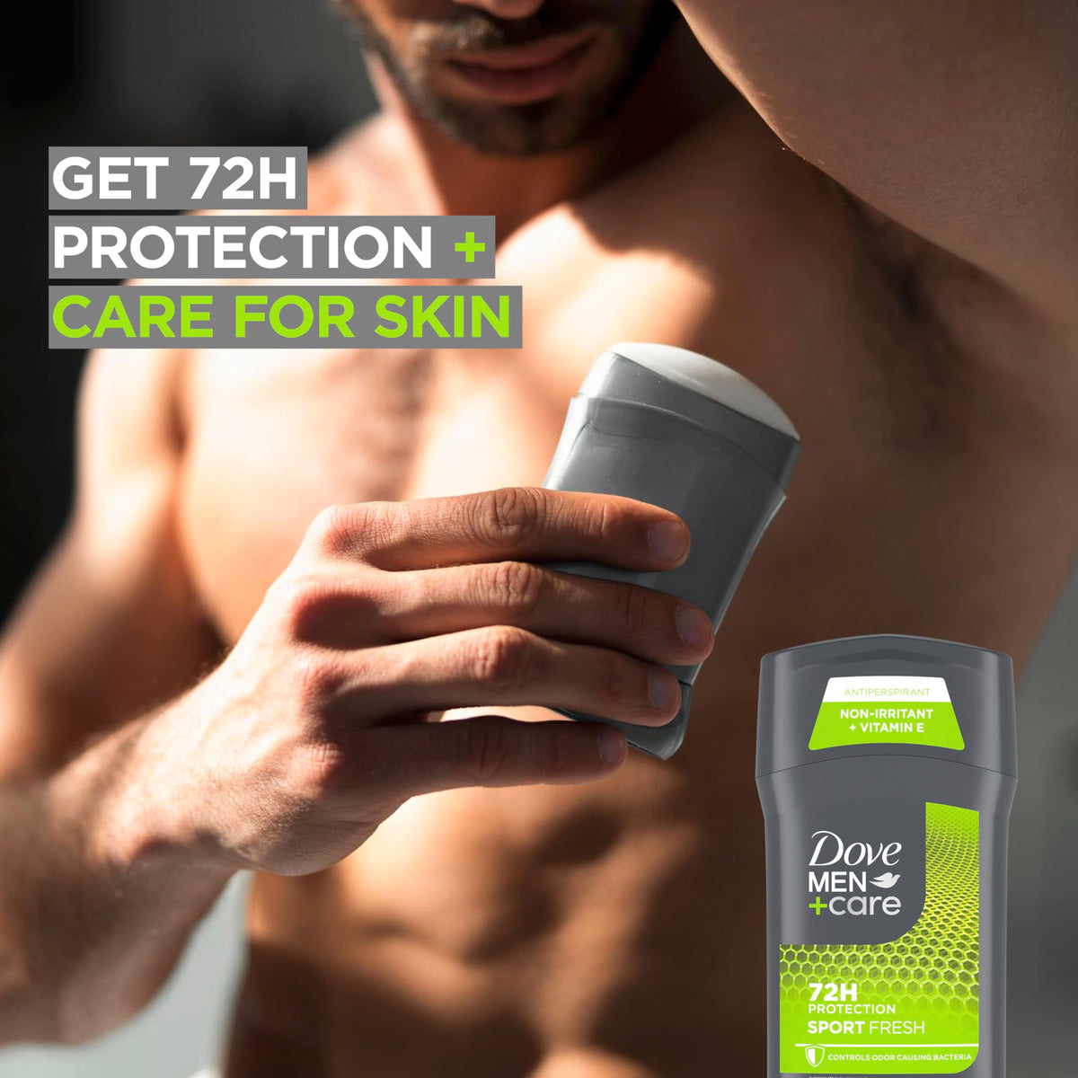 DOVE MEN+CARE Sport Fresh gym bag setup ready for post-workout refresh.