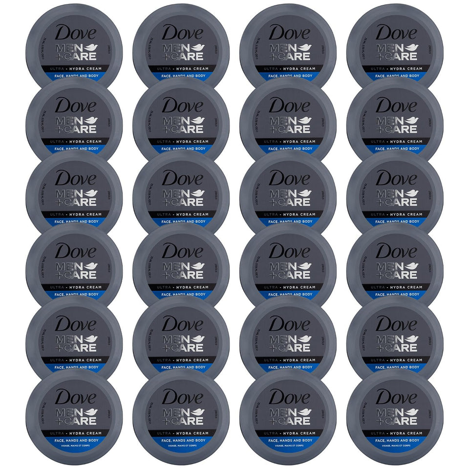 Dove Men+Care Ultra Hydra Cream jar front for quick hydration.