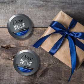 Dove Men+Care Ultra Hydra Cream travel size jar for trips.