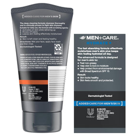 Dove Men+Care Deep Clean+ Scrub texture shows gentle exfoliation and hydration.