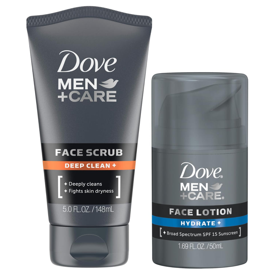 Dove Men+Care Hydrate SPF15 lotion bottle provides lightweight moisture and sun protection.