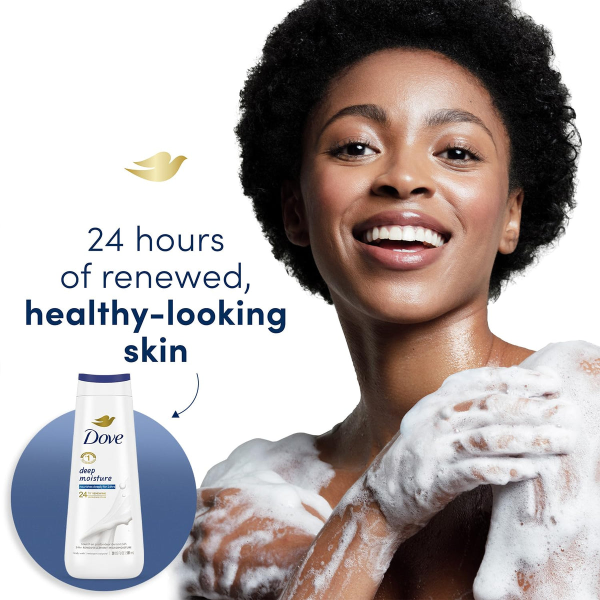 Dove Micro-Moisture droplets close-up indicating skin hydration.