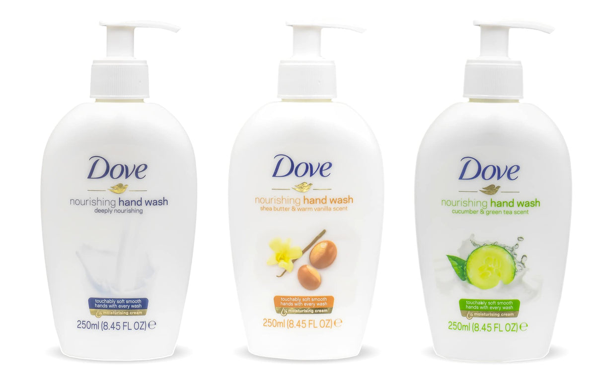 Dove Deeply Nourishing hand wash bottle with creamy lather for daily cleansing