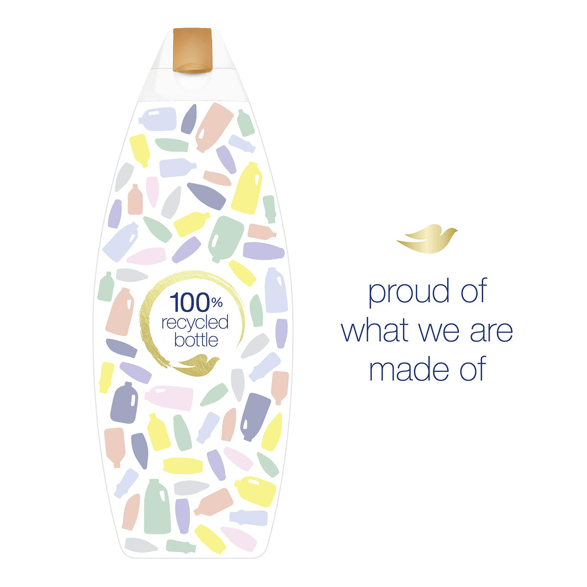 Moisture Renew Blend label on Dove bottle promoting skin nourishment.
