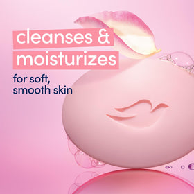 Dove Pink Beauty Bar in use, 3-in-1 cleansing for face, body, hands
