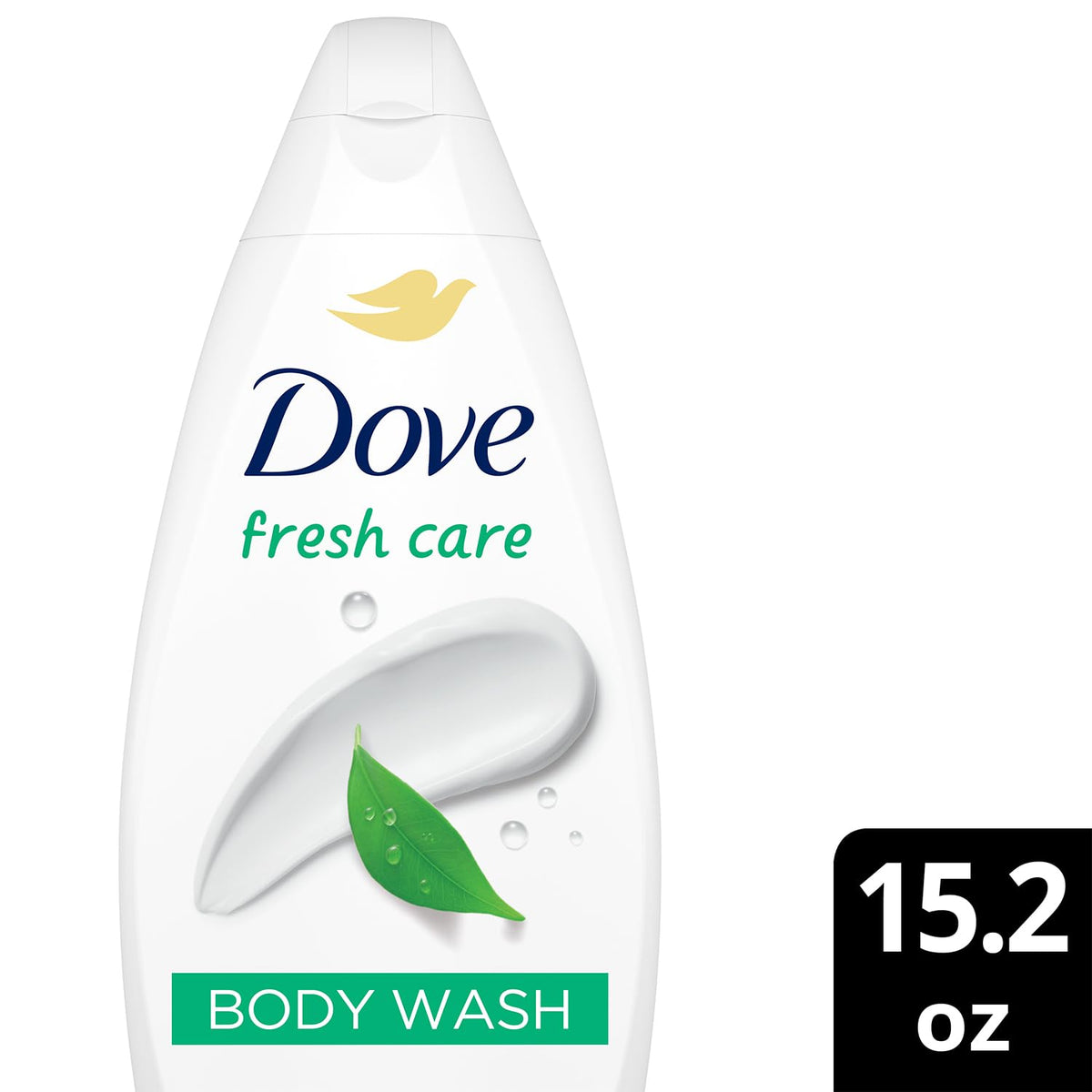 Dove Fresh Care body wash creating a rich, creamy lather for shower use.