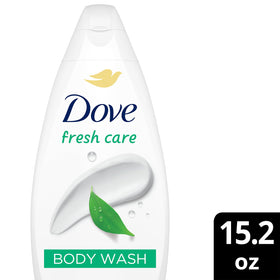 Dove Fresh Care body wash creating a rich, creamy lather for shower use.