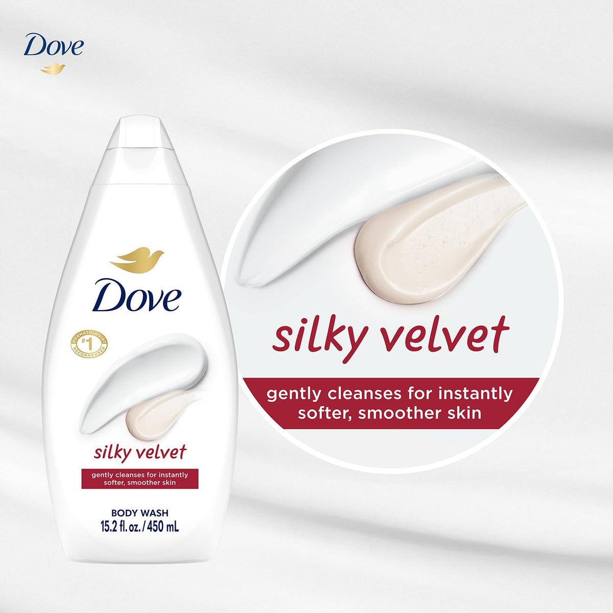 Dove Silky Velvet bathroom setup demonstrates an easy, luxurious self-care routine.