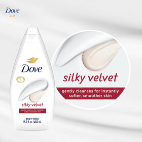 Dove Silky Velvet bathroom setup demonstrates an easy, luxurious self-care routine.