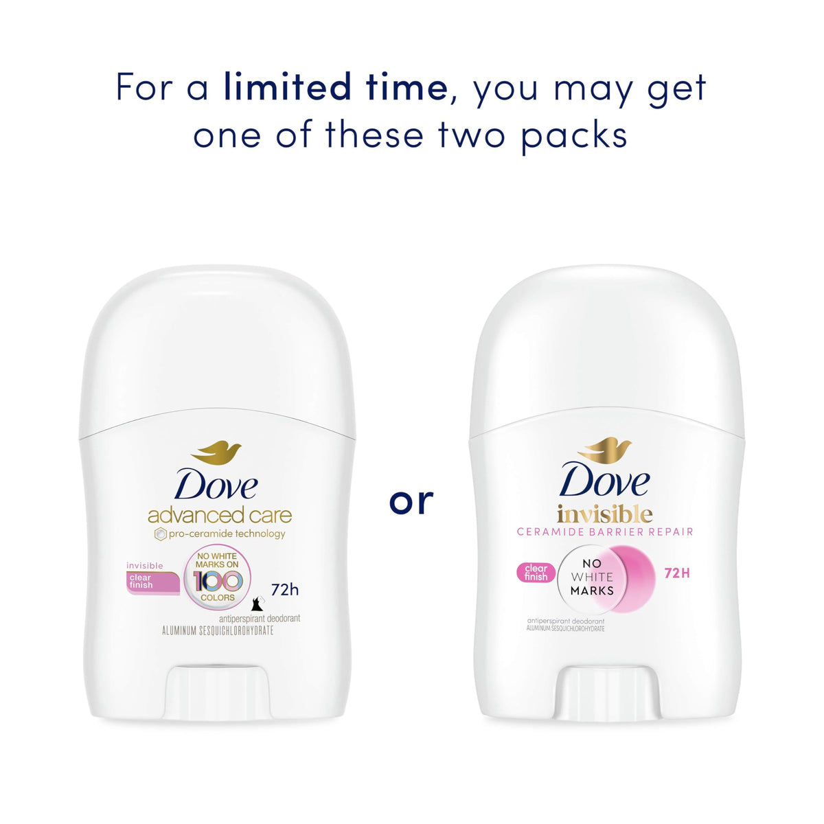 Dove Trial and Travel Size deodorant pack for on-the-go freshness.