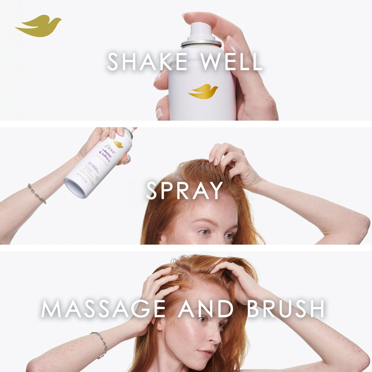 Dove Volume Fullness Dry Shampoo delivers two days of freshness.