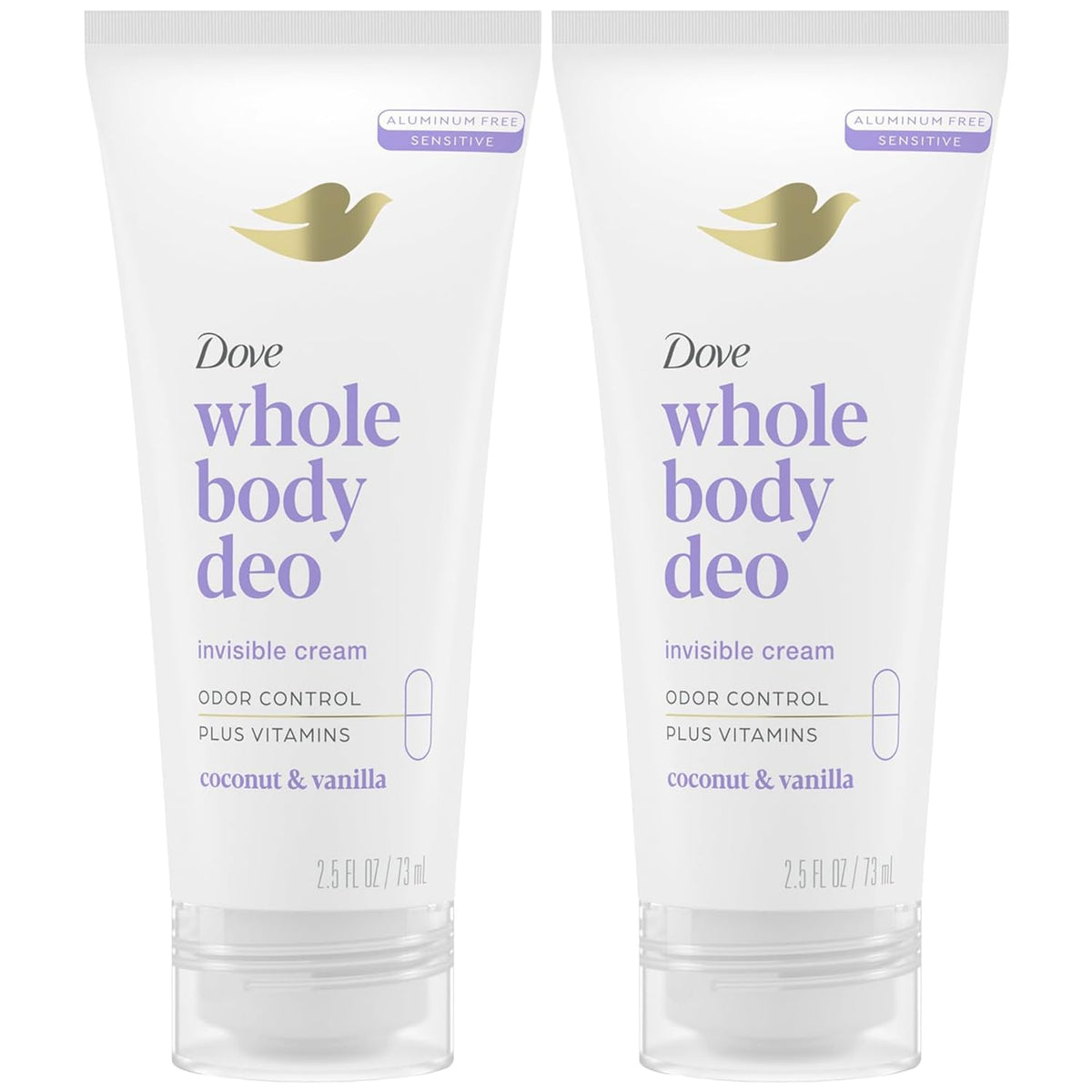 Dove Whole Body Deo aluminum-free coconut-vanilla bottle for all-day freshness