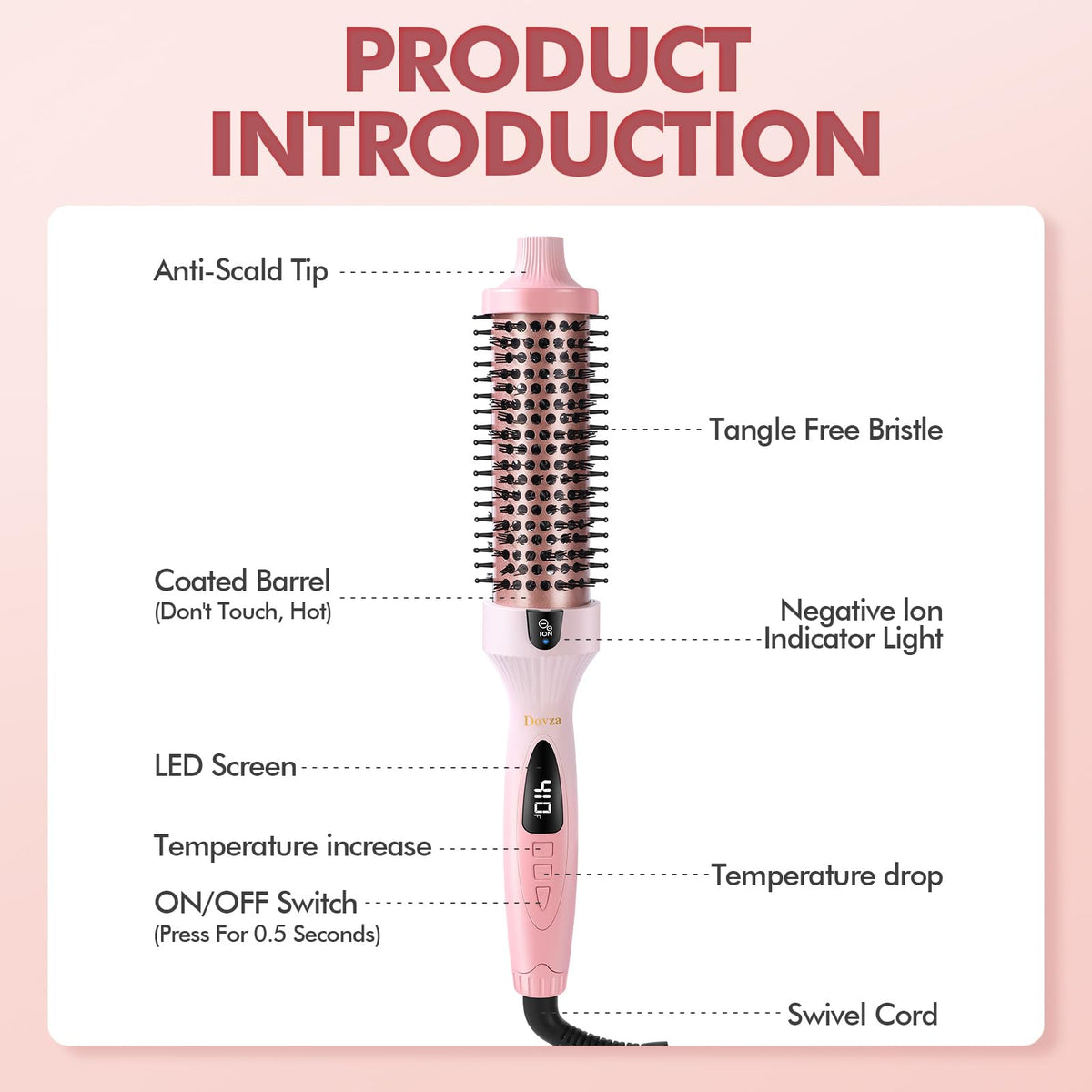 Dovza Blowout Boost five heat settings offer customizable styling options.
