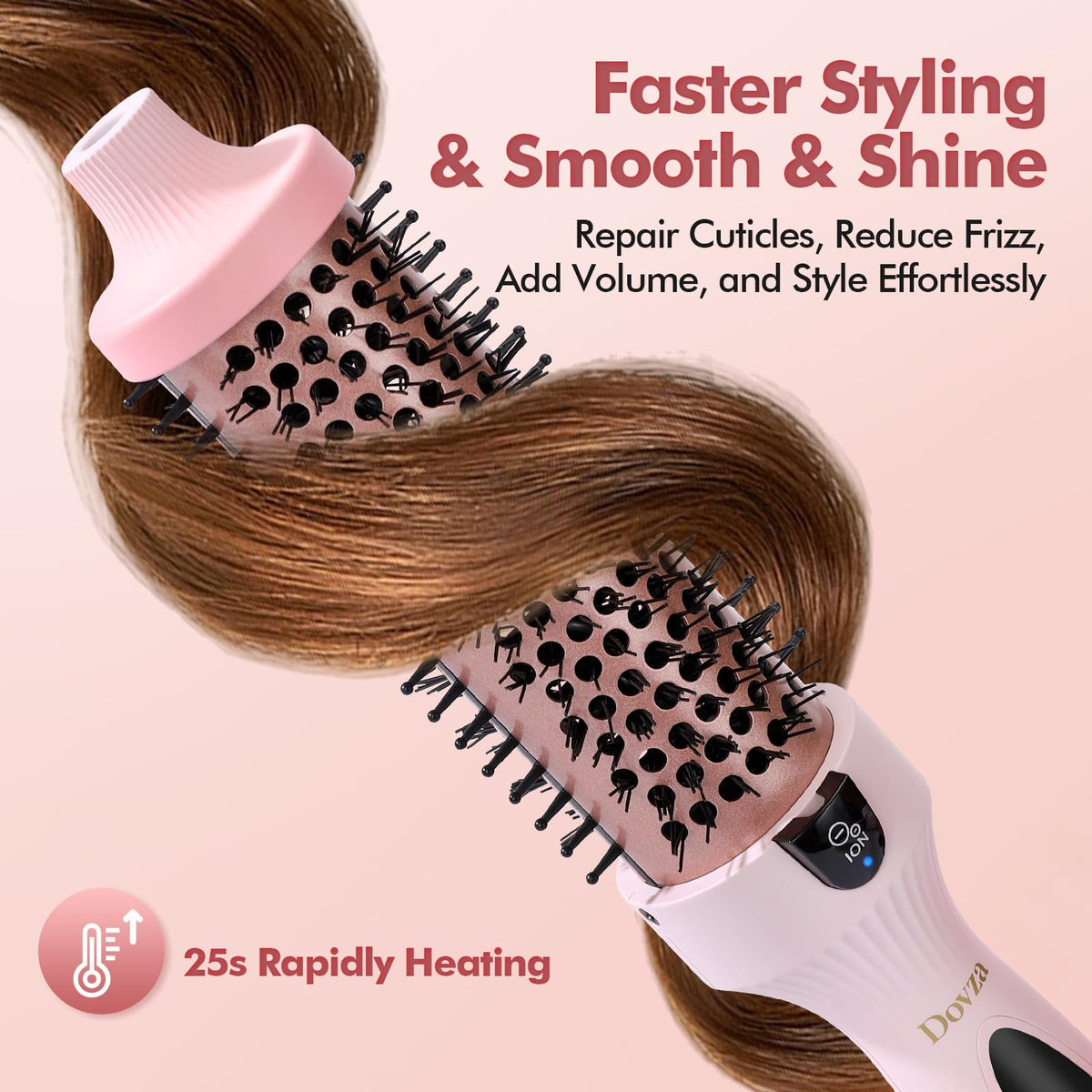 Dovza Blowout Boost negative ion technology helps reduce frizz and boost shine.