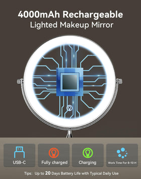 DOWRY dual-sided mirror showing 1x and 20x views for makeup precision