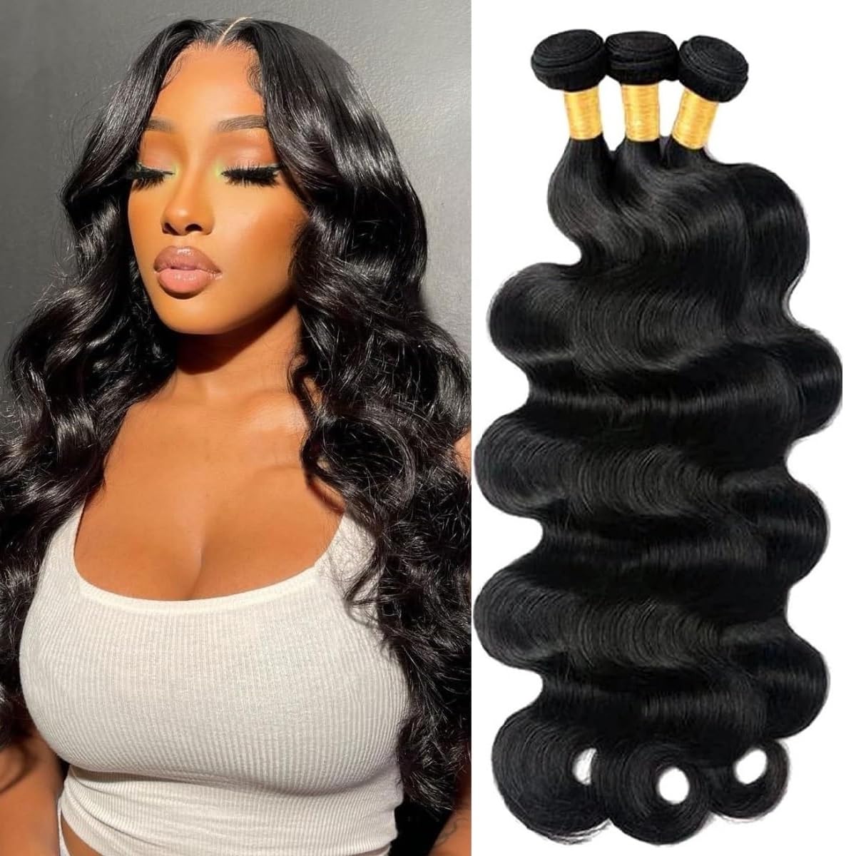 Dowstalgirl body wave bundles 16-inch pack for full, natural quick weave
