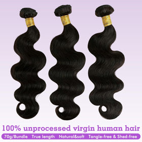 Dowstalgirl body wave bundles 18-inch pack for longer, silky Remy extensions