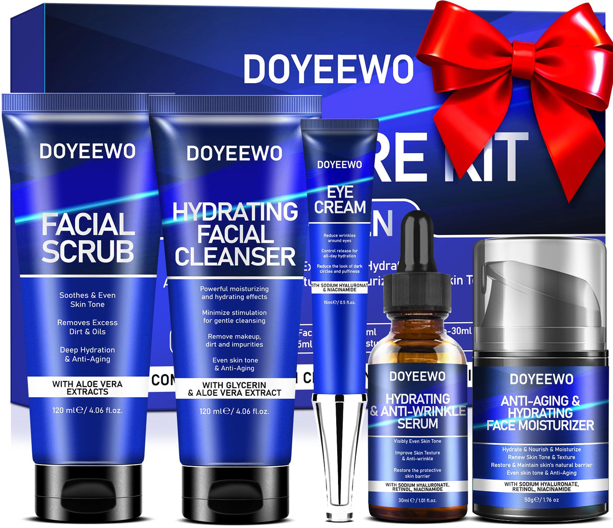 DOYEEWO skin care kit large cleanser bottle pour for daily hydration and oil control.
