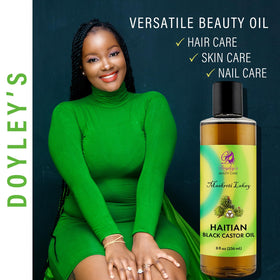 Doyleys Castor Oil applied to scalp for moisture and softness.