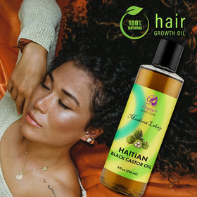 Close-up of Doyleys Castor Oil label highlighting purity and Haitian origin.