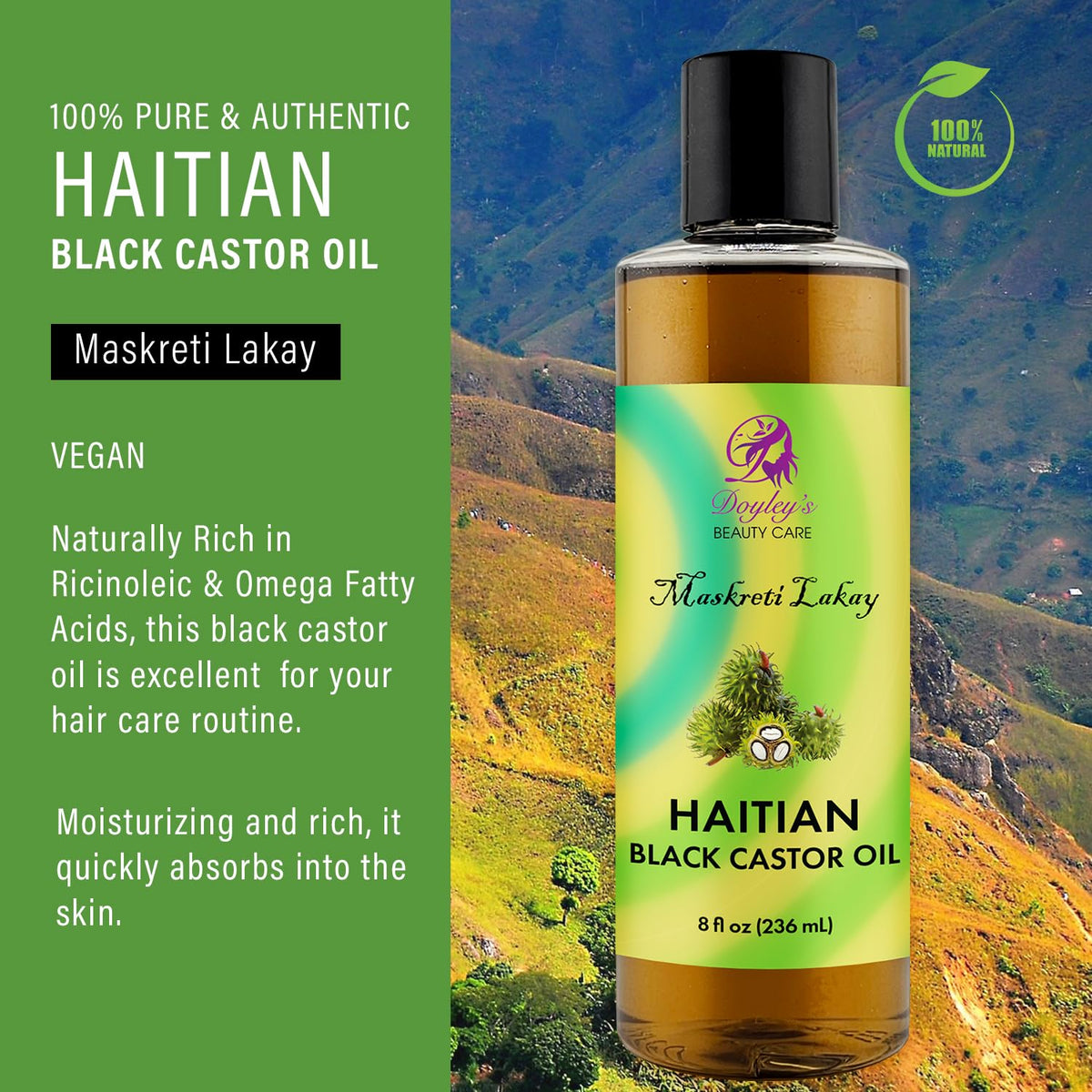 Doyleys Castor Oil massage application on skin for soothing rituals.