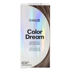 dpHUE Color Dream light brown bottle shows ammonia-free formula for gentle application.