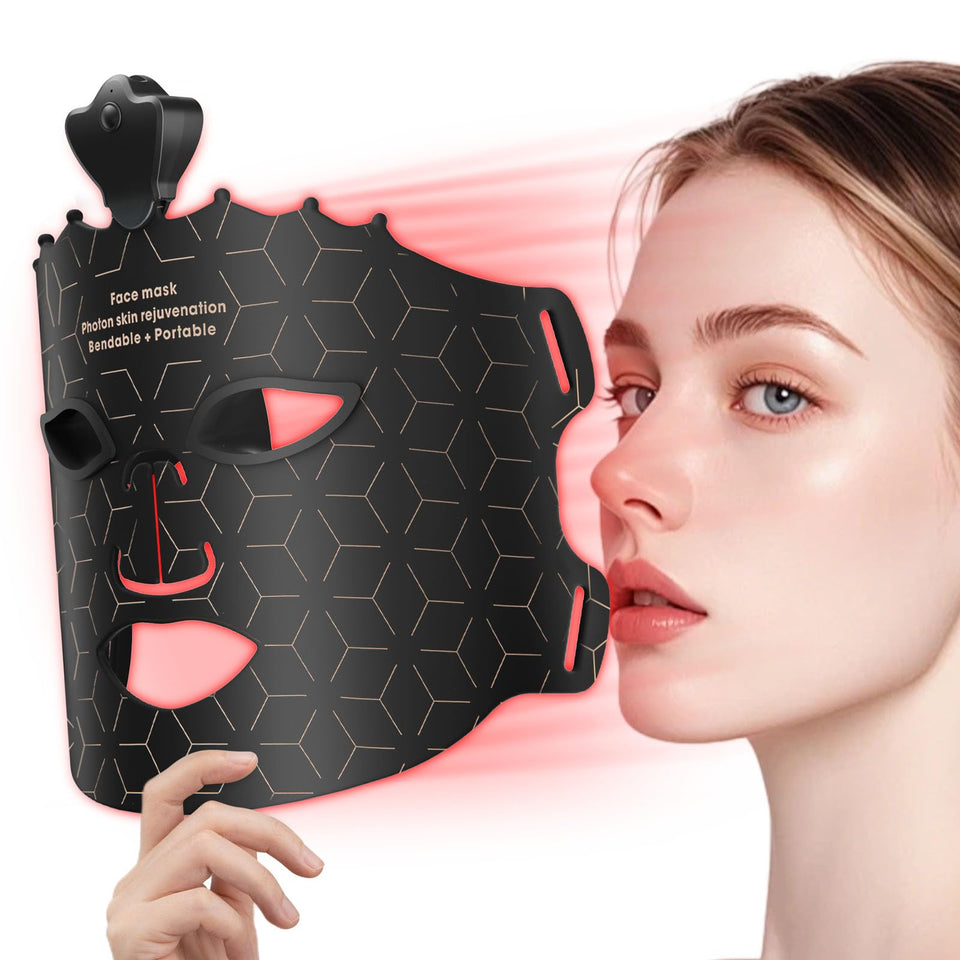 DPFACE cordless red light mask with eye pads protects eyes during sessions for safe use.