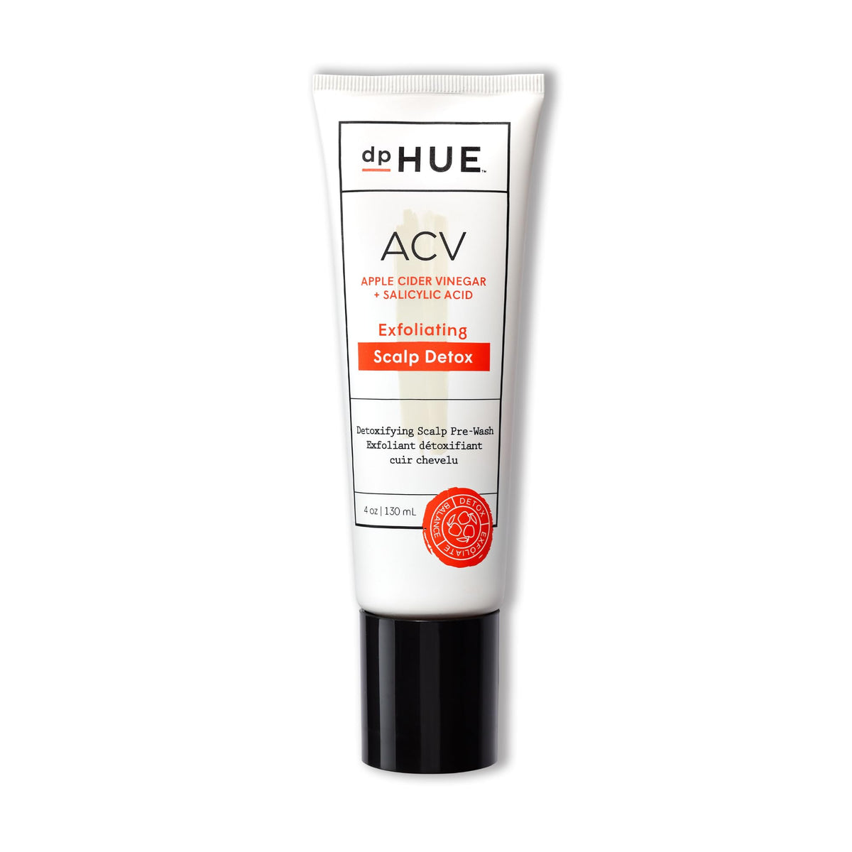 dpHUE ACV Exfoliating Scalp Detox bottle with fragrance-free formula for sensitive scalps.