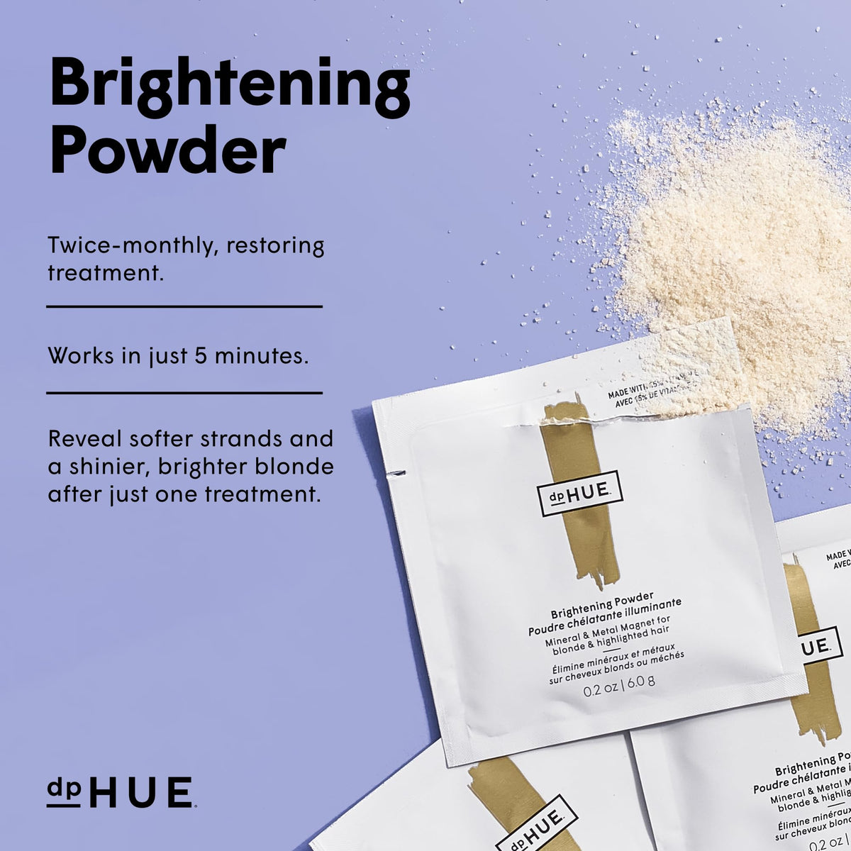 dpHUE Brightening Powder palm paste ready for even application on hair.