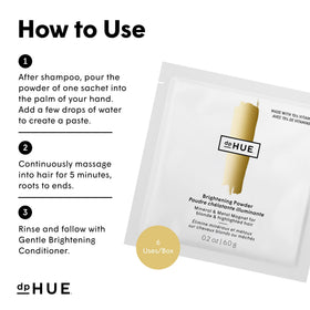 dpHUE Brightening Powder after use enhances highlighted hair glow.