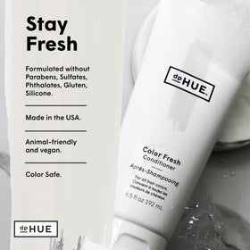 dpHUE Color Fresh Conditioner after-use glossy hair strands showcasing shine and softness.