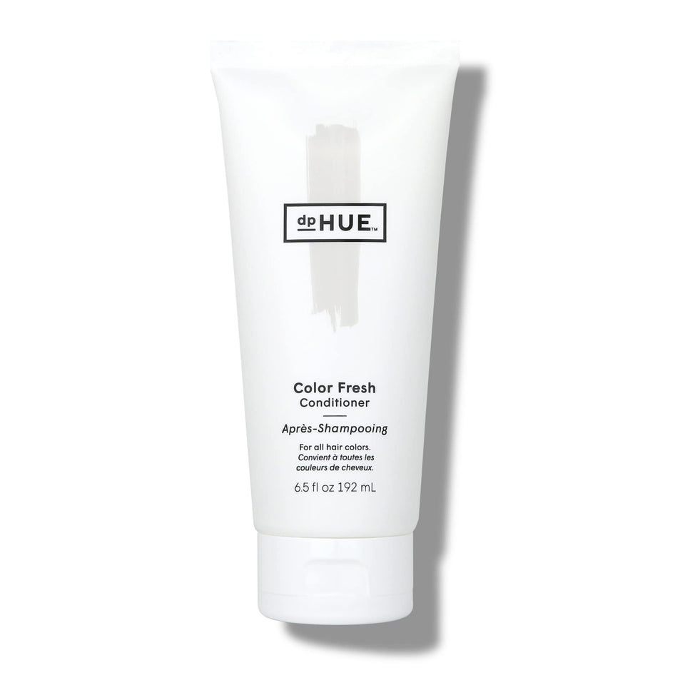 dpHUE Color Fresh Conditioner bottle pouring for vibrant color retention and easy styling.