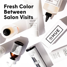 dpHUE Color Fresh Conditioner packaging on shelf emphasizing vegan and USA-made values.