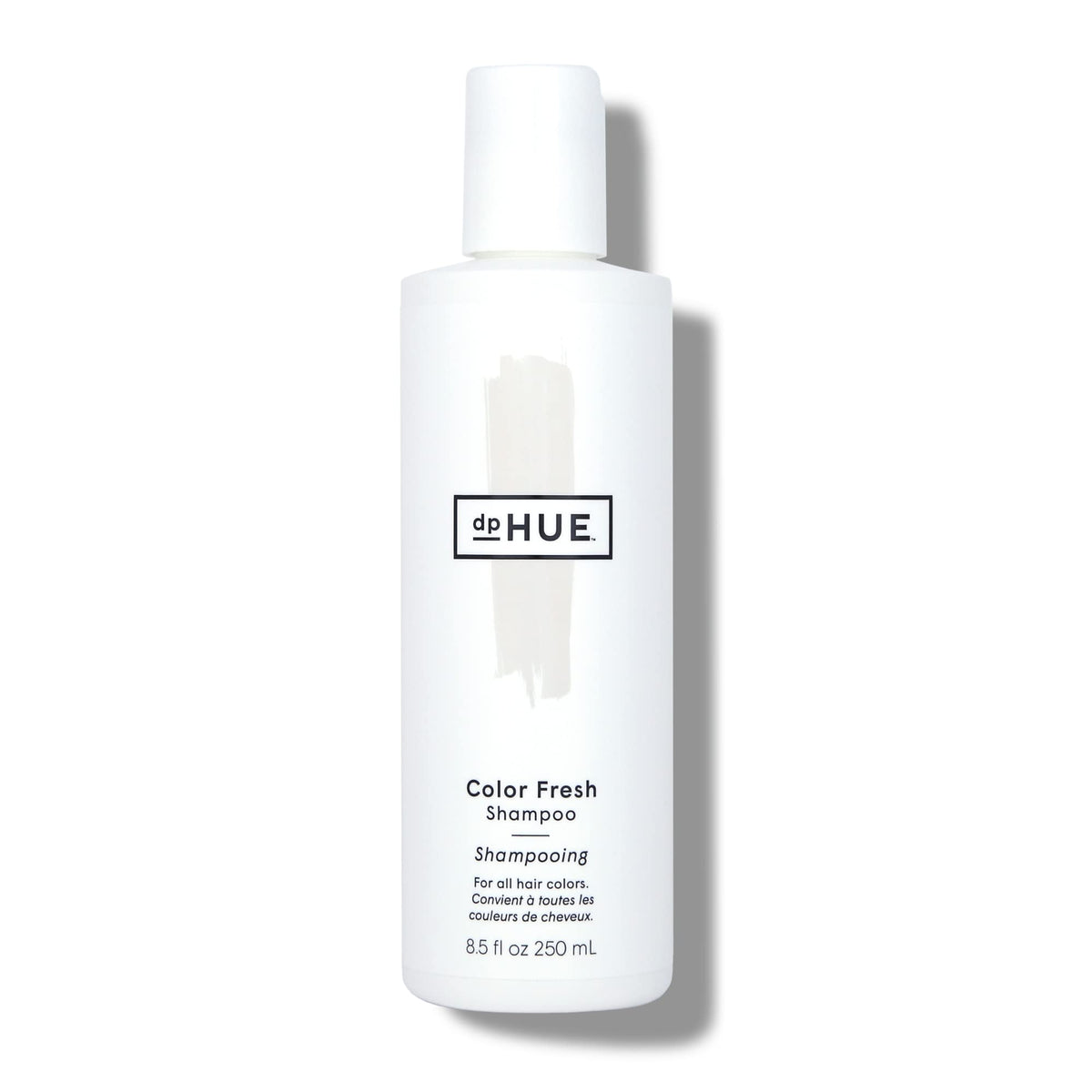 dpHUE Color Fresh Shampoo bottle pour shows color-safe cleansing and vibrant shine.